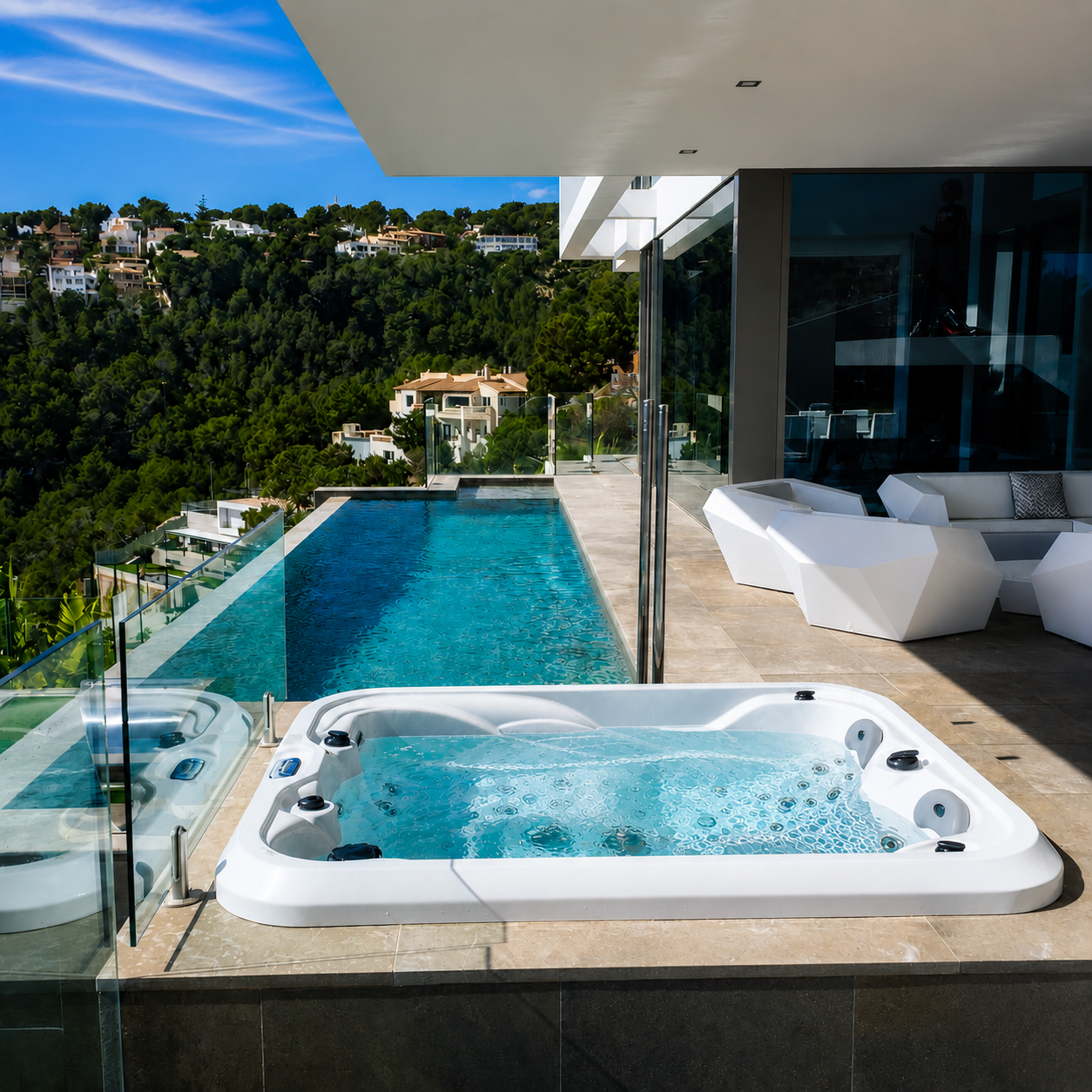 Terrace hot tub with pool and spa integration in Costa den Blanes