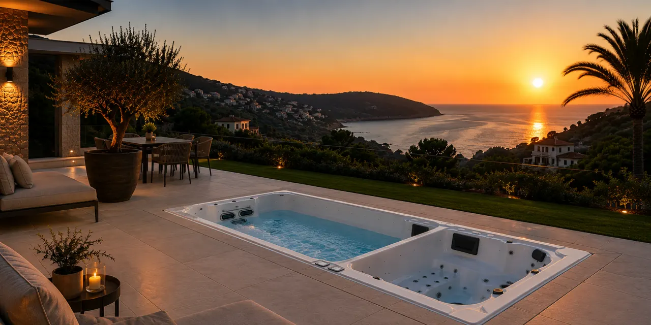 Swimspa bodenbuendig in einer Terrasse auf Mallorca