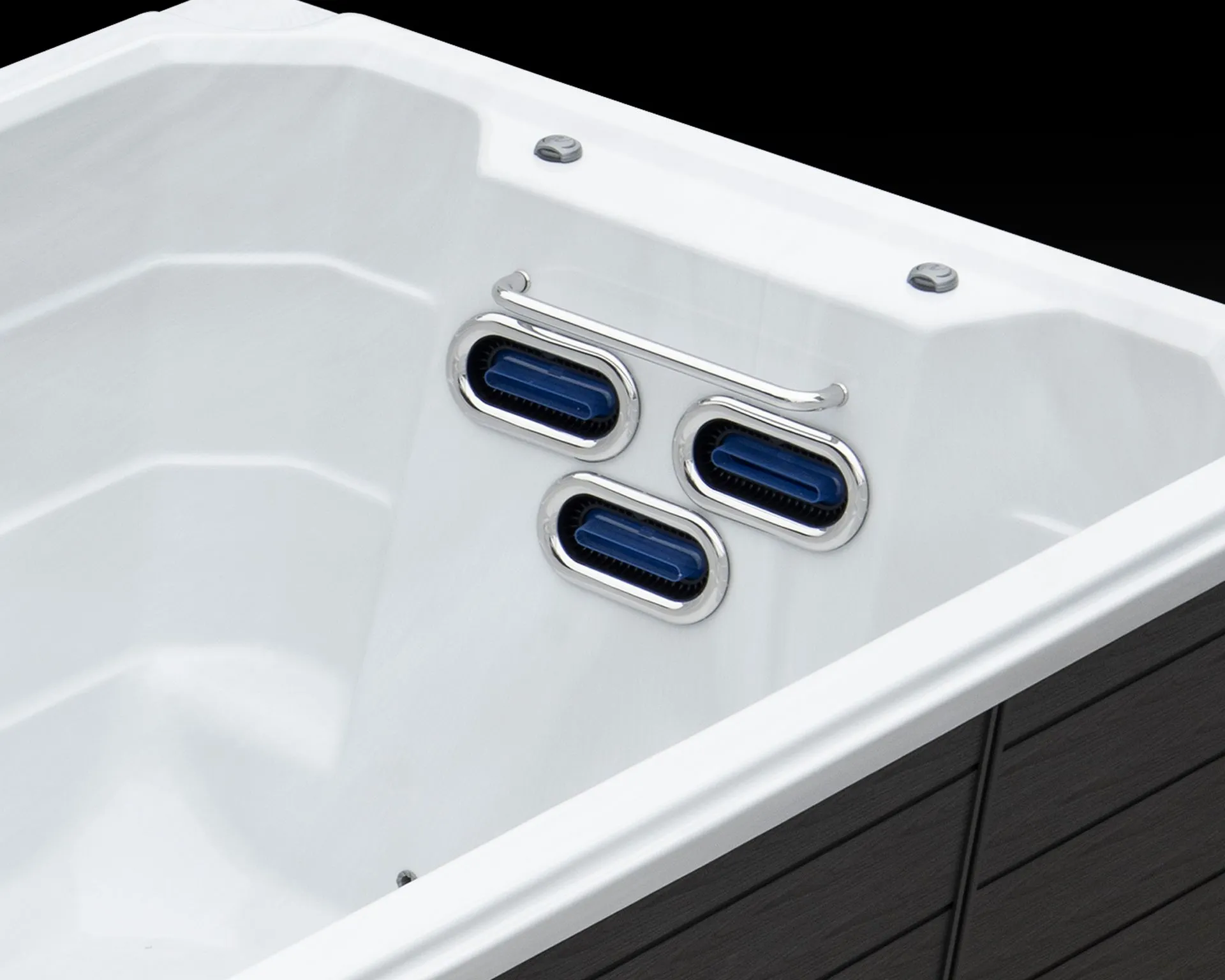 Close-up of swim spa counter-current jets