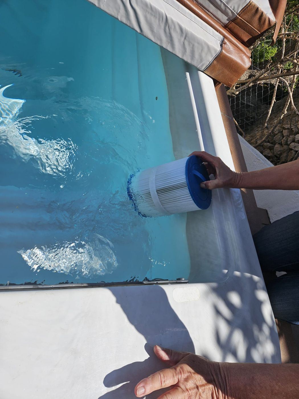 A new filter cartridge being fitted during the service visit in Costa Canyamel, Mallorca