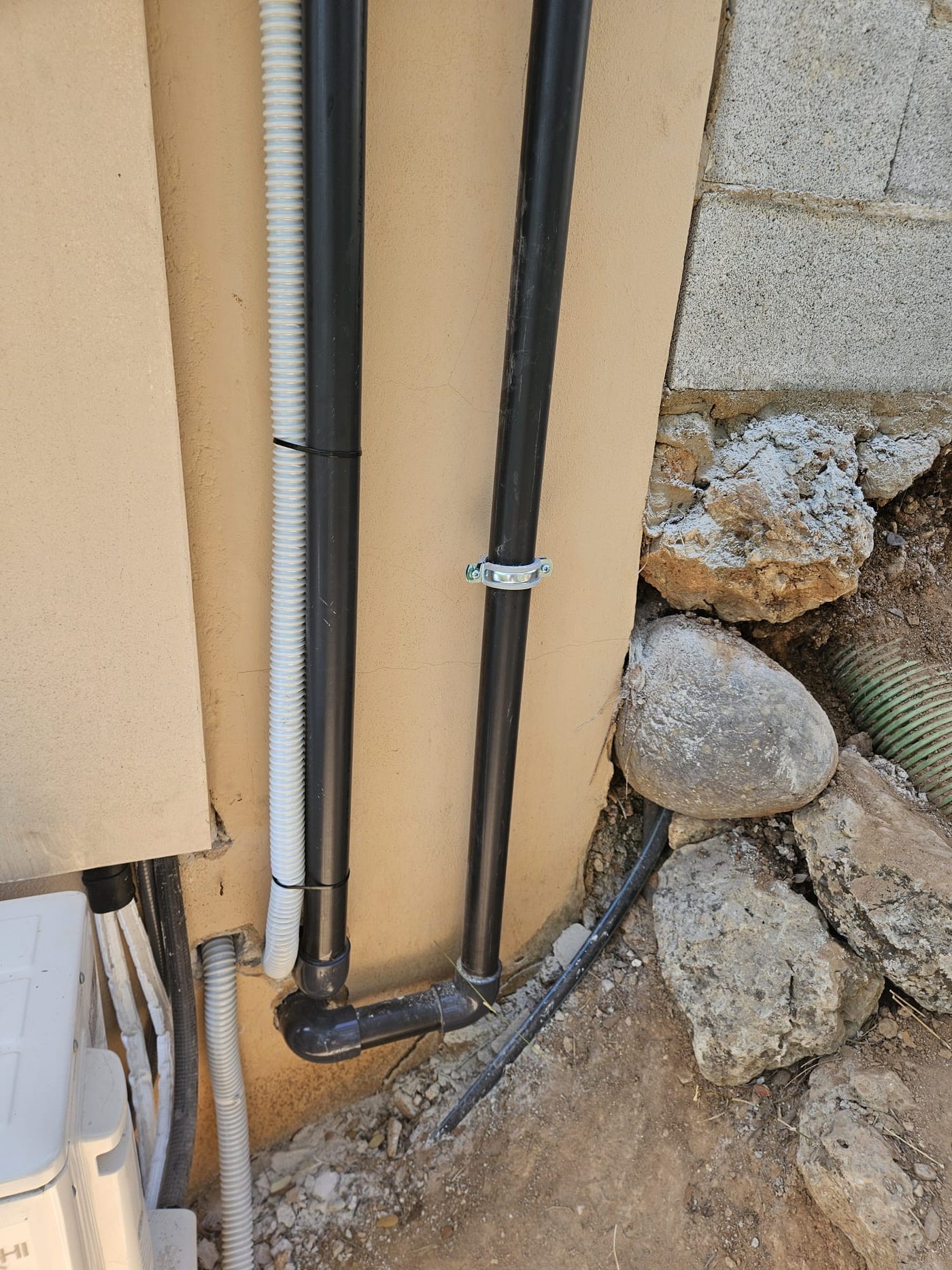 Electric supply and water lines routed to the whirlpool