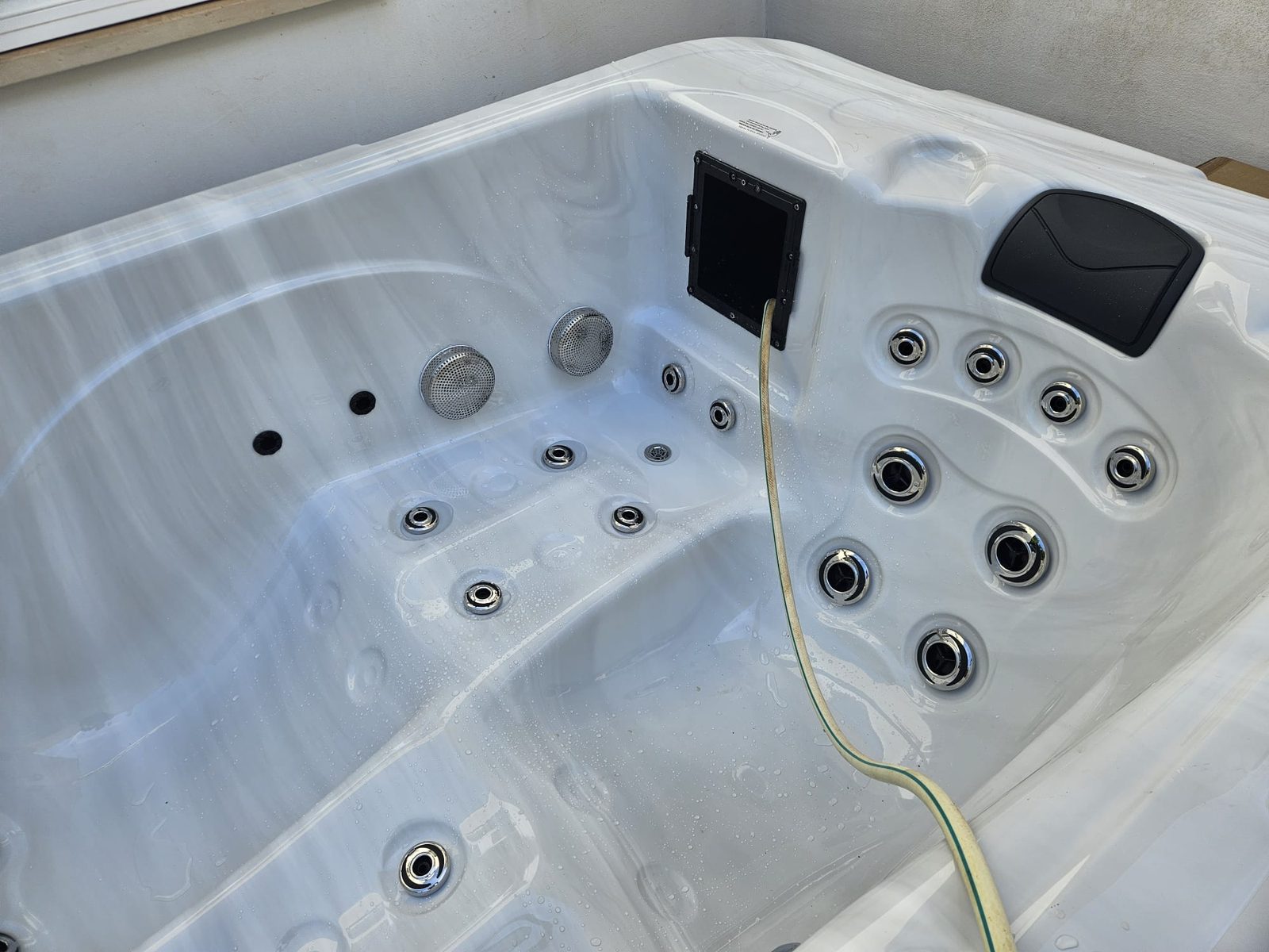 Interior of the Chicago whirlpool with jets and headrests on installation day
